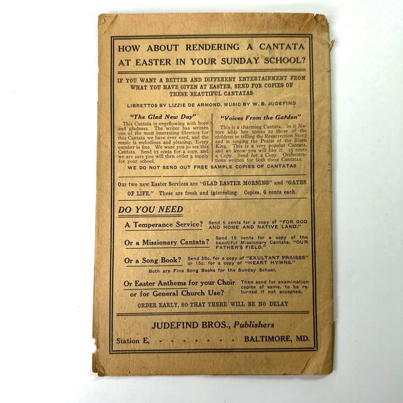 Antique 1918 Gates Of Life Easter Service Sample Copy Music Booklet Judefind - Picture 2 of 11